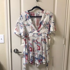 linen floral romper